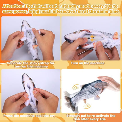 Upgraded Flopping Fish Dog Toy – Rechargeable Touch-Activated Moving Plush for All Dog Sizes