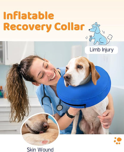 Supet Inflatable Dog Cone Collar Alternative After Surgery, Doggie Neck Donut Collar Recovery ECollar for Post Surgery, Soft Dog Cone for Small Medium Puppies Cats
