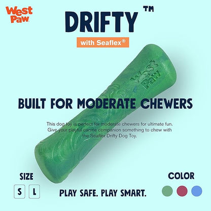 WEST PAW Seaflex Drifty Dog Toy – Machine Washable Dog Toys for Moderate Chewers – Eco-Friendly Zogoflex Toys for Dogs – Perfect for Gnawing, Fetch, Catch, Pet Training – 5.75" Small, Emerald