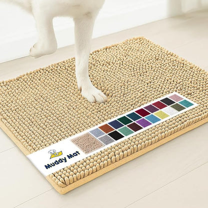 Muddy Mat® Shown on TV – Super Absorbent Door Mat Indoor, Microfiber Quick Dry Chenille Entryway Rug, Non-Slip Front Door Mat, Indoor Mats for Entryway, Machine Washable Pet Rug, Beige 36"x72"