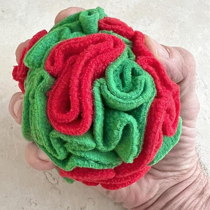 Puppy and Small Breed Snuffle Interactive Foraging Dog Puzzle Ball Toy Christmas Green and Red