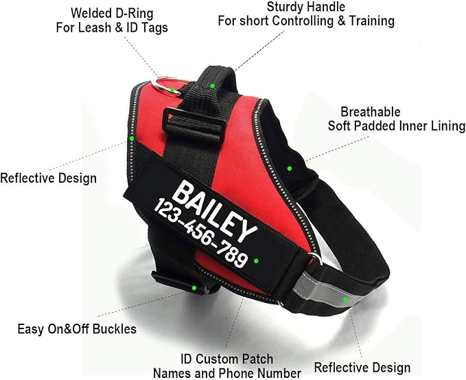 PawPawify Custom No Pull Dog Harness with Name and Phone Number, Heavy Duty Personalized Pet Vest to Prevent Tugging, Pulling, or Choking, Training and Walking (Camouflage Red, M (20-40 LBS))