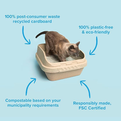 Kitty Sift (Set of 1 Litter Box & 5 Sifting Liners) Sustainable, Clean, Sifting, Disposable Cat Litter Box Kit - Large, 6-Set Kit