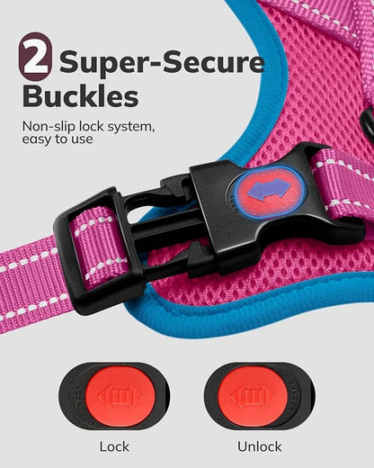 MIDOG No-Pull Dog Harness | Adjustable & Reflective Pet Harness Leash Set for Small Medium Large Dogs Walking, Training| No Choke, Front Clip, Soft Padded Vest with Easy Control Handle - Pink, M