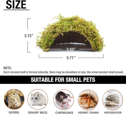 Hamster Hideaway/Hideout,Mossy Cave Hide,Hamster House/Hides,Hamster Cage Accessories for Gguinea Pig/Hedgehogs/Gliders/Rats/Mice and Other Small Animals (Small)