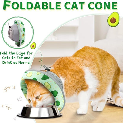 Cat Cone Collar Soft to Stop Licking, Adjustable, Foldable Lightweight Kitten Cones After Surgery Recovery for Cats & Kittens, Cat Cone Alternative (Light Green, S)