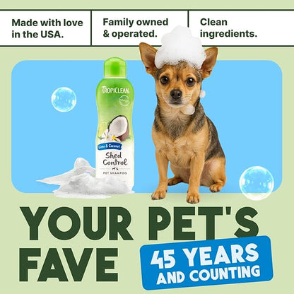 TropiClean Deshedding Dog Conditioner, Professional Conditioner, Reduces Shedding & Softens Coat, Puppy Safe, Lime & Cocoa Butter Scent, 1 Gallon