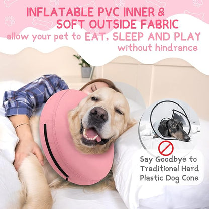 Supet Inflatable Dog Cone Collar Alternative After Surgery, Doggie Neck Donut Collar Recovery ECollar for Post Surgery, Soft Dog Cone for Small Medium Puppies Cats