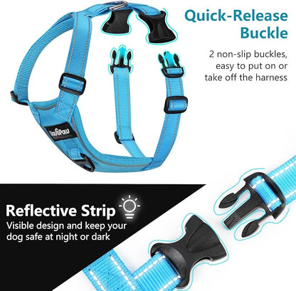 Dog Seat Belt Harness for Car, Dog Car Harness Adjustable Mesh Breathable & Dogs Seatbelt Safety Tether with Elastic Bungee for Small Medium Large Pets(Blue, S)