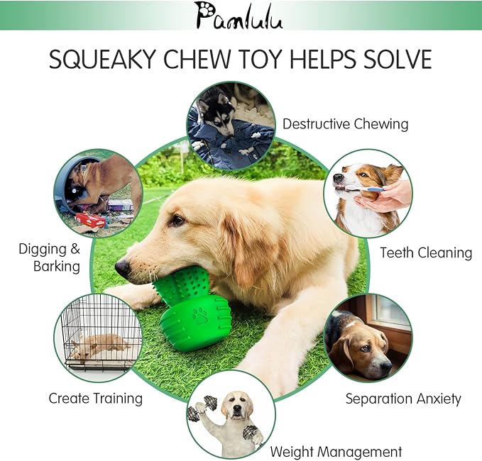 Dog Dental Chew Toy with Toothbrush Bristles – Squeaky Stick for Aggressive Chewers