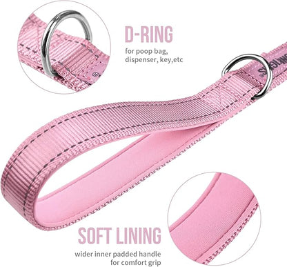 OneTigris Pink Dog Harness Leash Collar Set,Adjustable Dog Vest Harness for Walking Hiking Training(Medium)