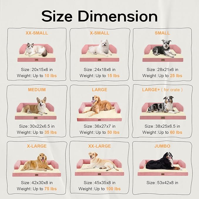 Small Dog Bed Orthopedic Washable Cat Bed Memory Foam Couch Sofa Comfy Pet Beds with Waterproof Removable Cover & Non-Slip Bottom