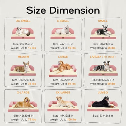 Small Dog Bed Orthopedic Washable Cat Bed Memory Foam Couch Sofa Comfy Pet Beds with Waterproof Removable Cover & Non-Slip Bottom