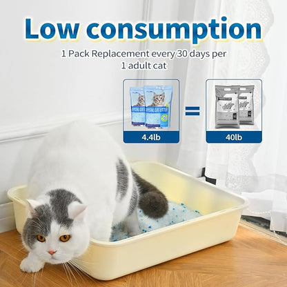 Made4Pets Cat Litter Crystals, Non Clumping Cat Litter Odor Control Kitty Litter Non Clumping No scooping Low Dust, Low Tracking, Lightweight, Dehydrates Waste,– 8.6 lbs (2 x 4.3 lb Packs)
