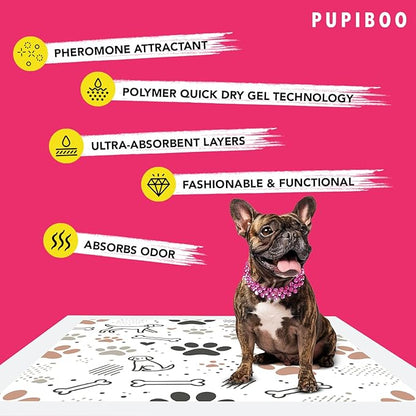Disposable Dog Training Pads – Highly Absorbent Pee Pads with Quick-Dry Gel, Leak Proof Backing, Pheromonal Attractant for Housebreaking and Indoor Potty Training – 23 x 23 in (100 Count)
