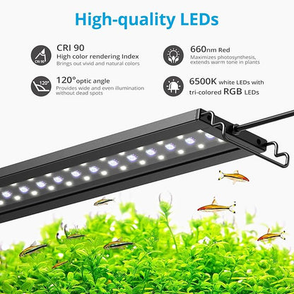 NICREW C10 24/7 LED Aquarium Light for Plants, 36-48 Inches, Full Spectrum Fish Tank Light with Timer, Brightness Adjustable