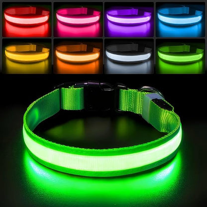PcEoTllar Light up Dog Collar for Night Walking - LED Dog Collar Light Rechargeable Color Changing, Glow in The Dark Dog Collars Waterproof Glowing Dog Collars for Large Small Medium Dogs