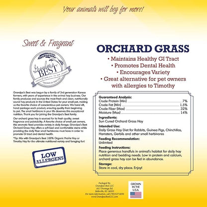 Grandpa's Best Orchard Grass Bale for Rabbits, Guinea Pigs, Chinchillas, Hamsters & Gerbils, 10 Lbs (Packaging may vary)