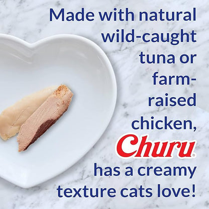 INABA Churu for Cats, Functional, Creamy Lickable Purée Cat Treat for Hairball Control with Taurine & Vitamin E, 0.5 Ounces Each, 48 Tubes (4 per Pack), Chicken Recipe