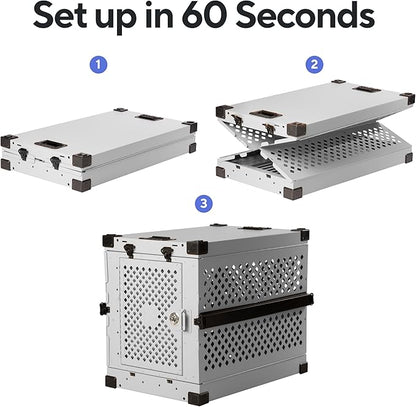 Impact Collapsible Dog Crate - Foldable Hard Crate for Large Dogs - Heavy Duty Travel Kennel with Powder-Coated Aluminum - Quick Setup for Indoor & Outdoor (White, 40" (40.5" L x 23" W x 29" H))