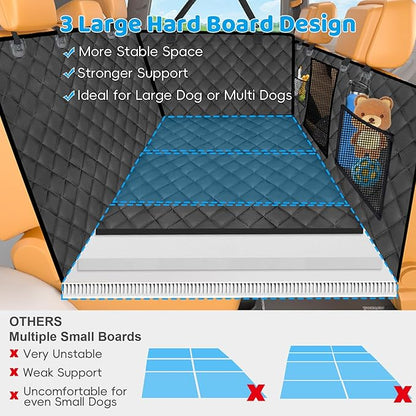 URPOWER XL Dog Back Seat Extender for Crew Cab Truck, Hard Bottom Dog Car Seat Cover Waterproof Dogs Car Hammock Pet Backseat Bed, Pet Truck Accessories for F150 / RAM 1500/ Tundra Crew Cab