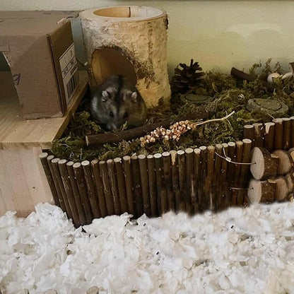 Wooden Hamster Tunnels,Natural Birch Wood Hamster Tree Hole Tube Hamster Chew Toy Small Animal Hollow Tree Trunk Tube Hideout Climbing Toy Cage Accessories for Guinea Pig Chinchilla Gerbil Rat