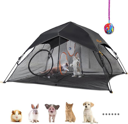 Outdoor Cat Play Tent for Indoors and Outdoors (X- Large Portable Pet House, Outdoor Cat Enclosure for Cats, Rabbits and Small Animals Easy to Connect with Run Tunnels, Cubes (Patented)