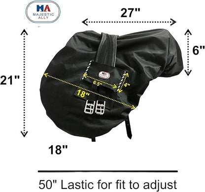 Majestic Ally Nylon Waterproof Fleece Lined Ride On English Saddle Cover-Multiple Color (Royal Blue)
