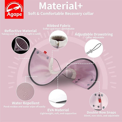 Agape Soft Cone for Cats & Small Dogs, Comfy Pet Cone to Stop Licking, Adjustable Cat E Collar Alternative After Surgery, Protective Elizabethan Collar for Pup & Kitty, Water Repellent Recovery Cone