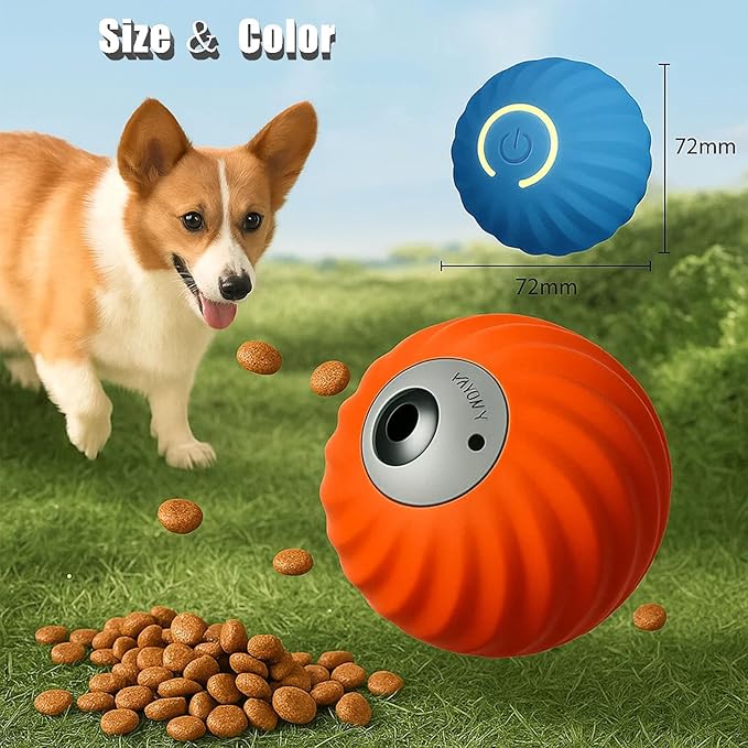 Zoomie Buddy 2.0, Zoomie Buddy for Dogs, 2 in 1 Smart Touch Interactive Dog Balls ＆ Pet Feeder, 2.83" Diameter, Suitable for Small/Medium Dogs, with Fruit Plush Cover (Blue, Only)