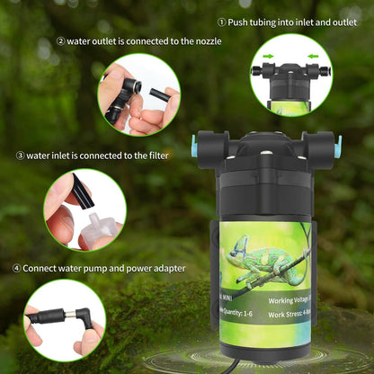 Automatic Reptile Mister System with Timer & 6 Adjustable Nozzles