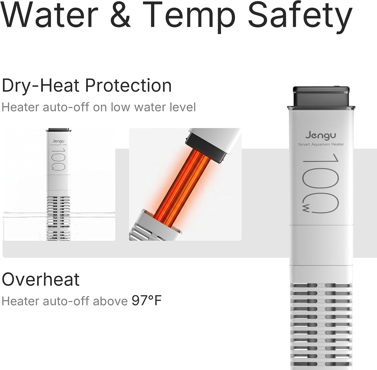 100W Aquarium Heater for M1 Smart Tank – Digital Thermostat
