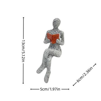 Home Furnishings Leisure Reading Girl Resin Sitting Carving Statues