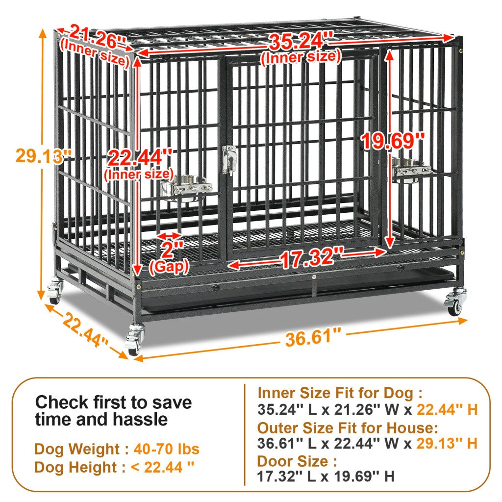 37" Stackable Heavy Duty Dog Crate 371D03