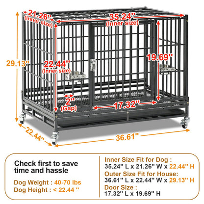 37" Stackable Heavy Duty Dog Crate 371D03