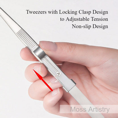 2 Pcs Set 6" Durable Stainless Steel Tweezer Set: Rust-resistant, Highly Elastic, Anti-static