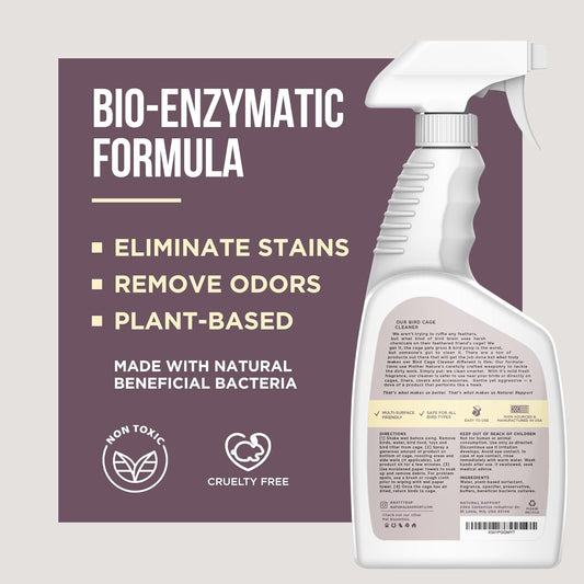 Bird Cage Cleaner Bird Poop Remover Natural Enzyme Spray USA Made