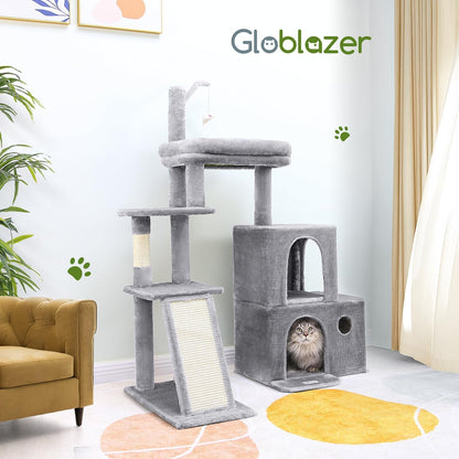 50-Inch Heavy Duty Cat Tree for Large Cats with Scratching Board & Condos