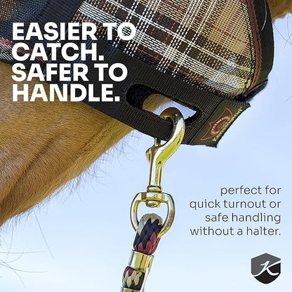 Kensington 90% UV Fly Mask Halter CatchMask UViator - Without Ears & Forelock Freedom Web Trim *Roomy Fit*- X-Large, Atlantis