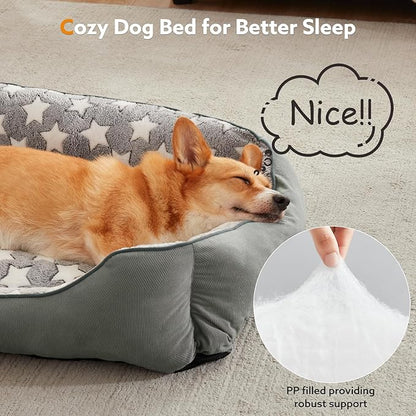 SIWA MARY Medium Dog Bed - Washable, Orthopedic, Soft Calming Puppy Bed, Fluffy Durable Pet Bed with Non-Slip Bottom - M(30"x24"x9") Dark Grey