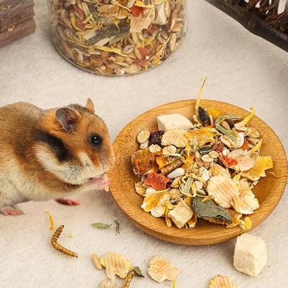 Gourmet Hamster & Gerbil Food, Dry Food for Hamsters-Supports Healthy Digestion and Healthy Teeth Unique Edible Treats for Guinea Pigs, Hamsters, Gerbils