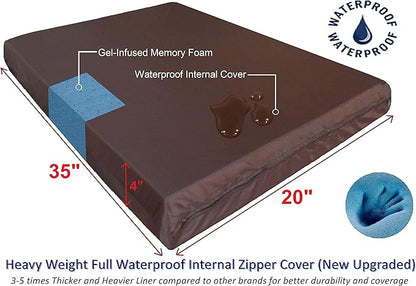 Dogbed4less Premium Gel Memory Foam Dog Bed, Durable Denim Cover with Waterproof Liner and Extra Pet Bed Case, 35"X20"X4" Small to Medium Pet