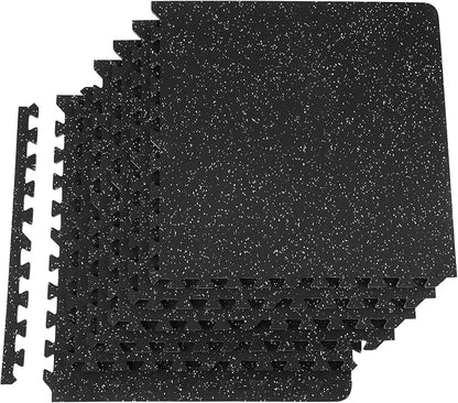 VEVOR 6PCS 0.56 inch Thick Gym Floor Mats, 25" x 25" EVA Foam & Rubber Top Interlocking Workout Floor Mats with 24 sq.ft Coverage, Waterproof Exercise Puzzle Flooring for Gym, Home, Garage, Basement