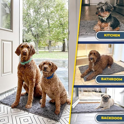 Muddy Mat® Shown on TV – Super Absorbent Door Mat Indoor, Microfiber Quick Dry Chenille Entryway Rug, Non-Slip Front Door Mat, Indoor Mats for Entryway, Machine Washable Pet Rug, Grey 24"x36"