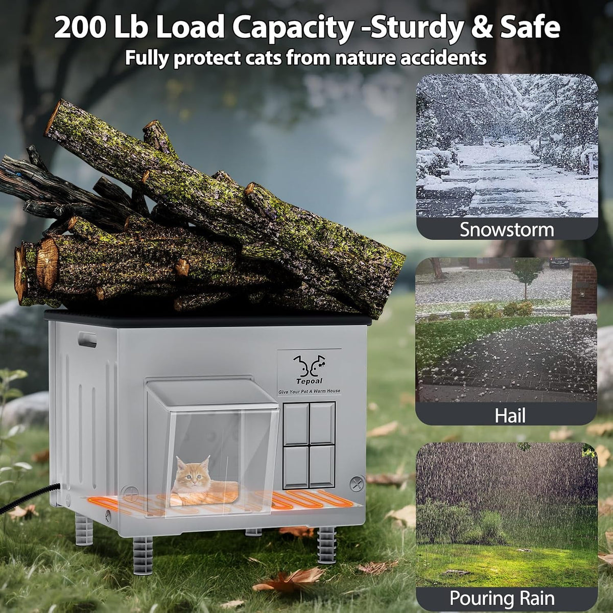 Heavy-Duty Heated Outdoor Cat House with Escape Door – 2 Sizes