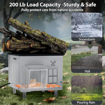 Heavy-Duty Heated Outdoor Cat House with Escape Door – 2 Sizes