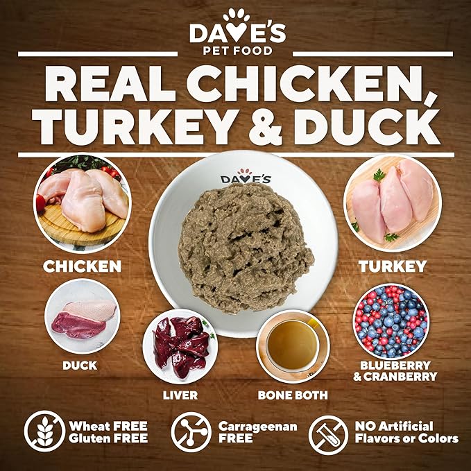 Dave's Pet Food Glucosamine Chondroitin for Dogs, Hip and Joint Support, Gluten-Free, Wet Senior Dog Food, 13.2 oz (Case of 12)