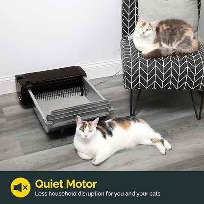 Pet Zone Self Cleaning Semi Automatic Cat Litter Box - Smart Scoop Cat Litter Box with 6 Bags & Carbon Filter for Up to Two Cats 6-16 Pounds