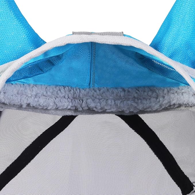 Harrison Howard CareMaster Pro Luminous Horse Fly Mask Large Eye Space Standard with Ears UV Protection for Horse Sky Blue XL Extra Full