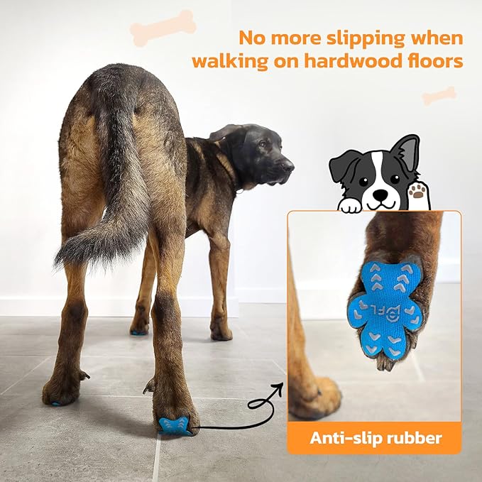 Non-Slip Paw Protector Pads for Senior Dogs, Anti-Slip Rubber Traction Stickers, Protect Dogs' Paws on Hardwood Floor, Blue, 48pcs, M (11-20lbs)